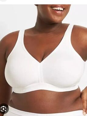 CACIQUE Unlined Full Coverage No-Wire Plus‎ Bra White Size50B New Comfy
